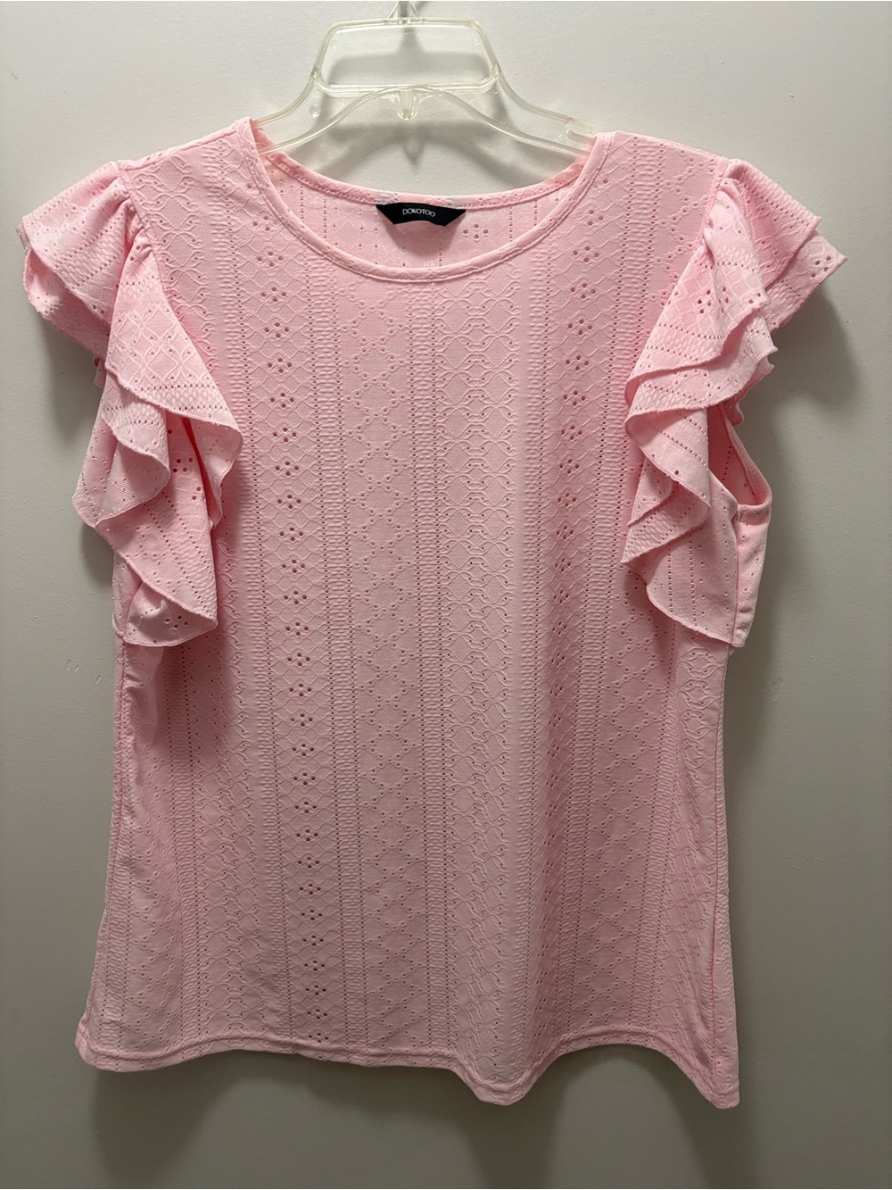 Croft & Barrow Pink Eyelet Ruffle Sleeve Blouse